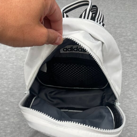Adidas 978026 Unisex Core Polyester Mini Backpack - White Jersey/Black - Picture 2 of 8